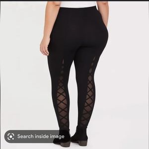 Torrid Black Mesh Lattice Leggings